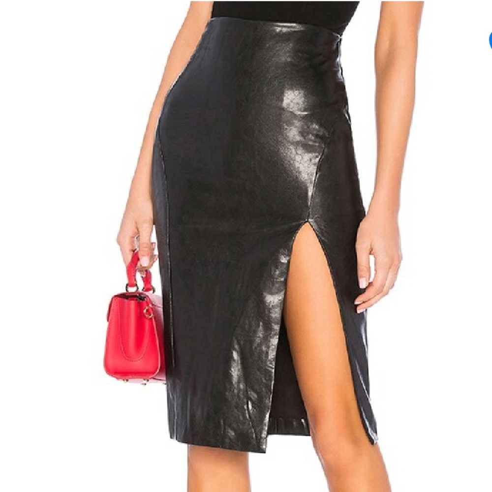 Super down faux leather pencil skirt
